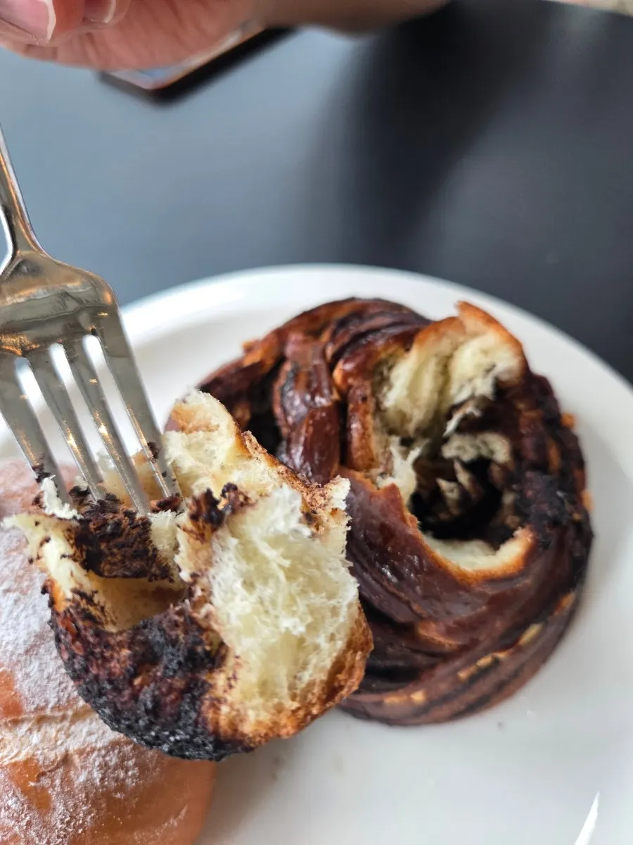 Cross-section of original babka torn along the grain