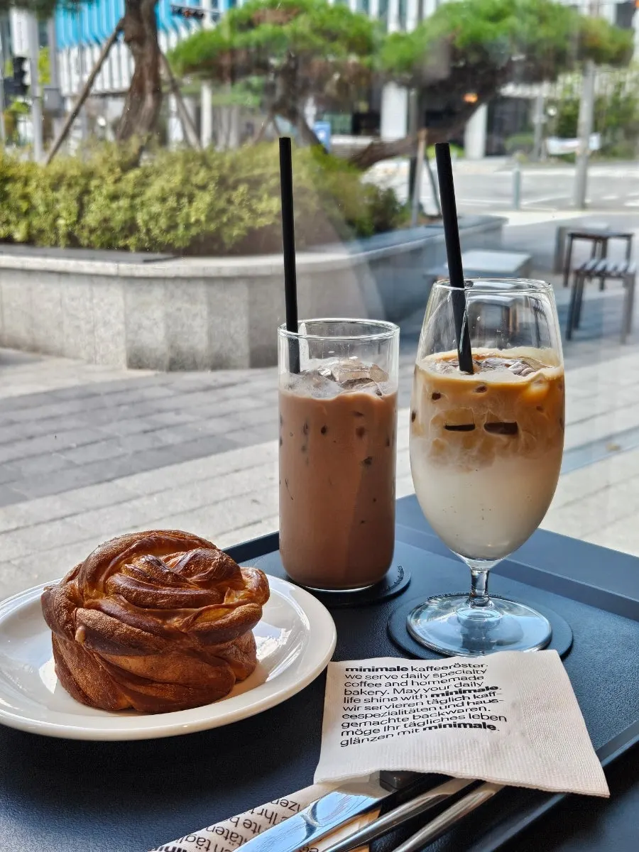 Helsinki Latte and butter babka on the table