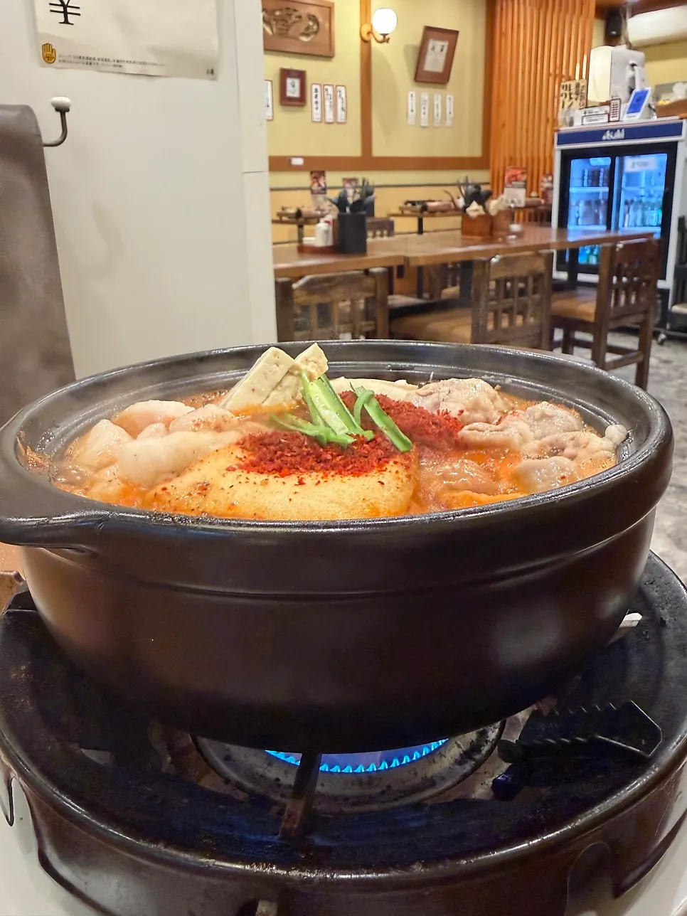 조리를 기다리는 소곱창 대창전골