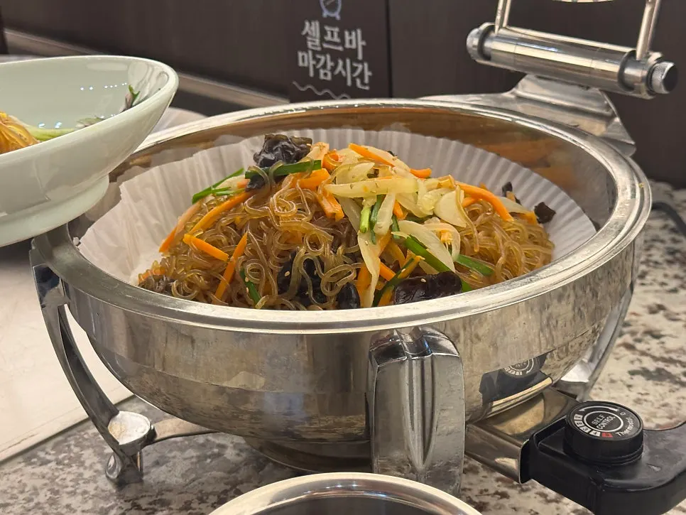 Tray of fried eggplant at the self-serve bar