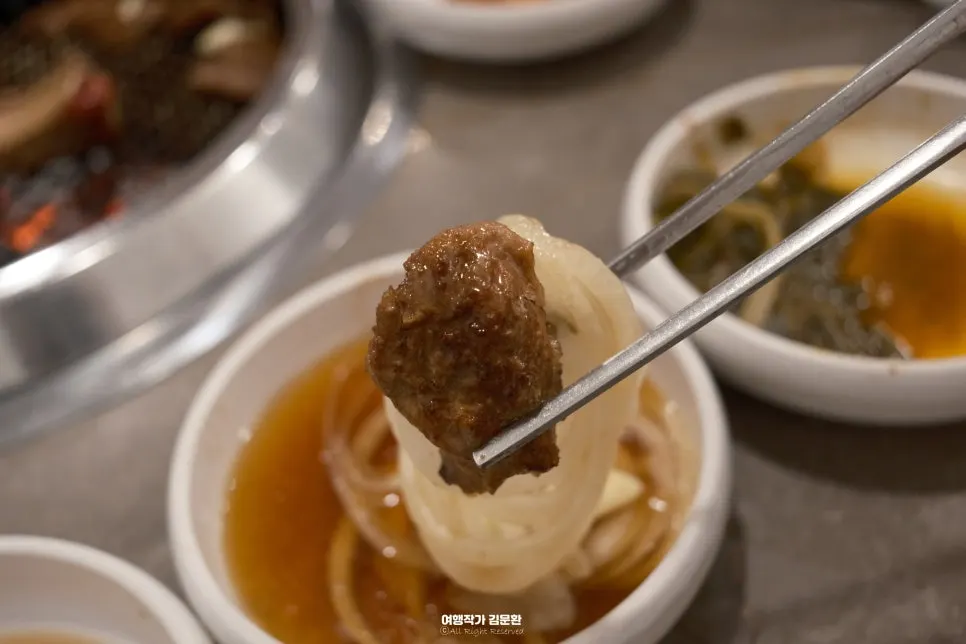 Ox blood soup served alongside the galbi spread