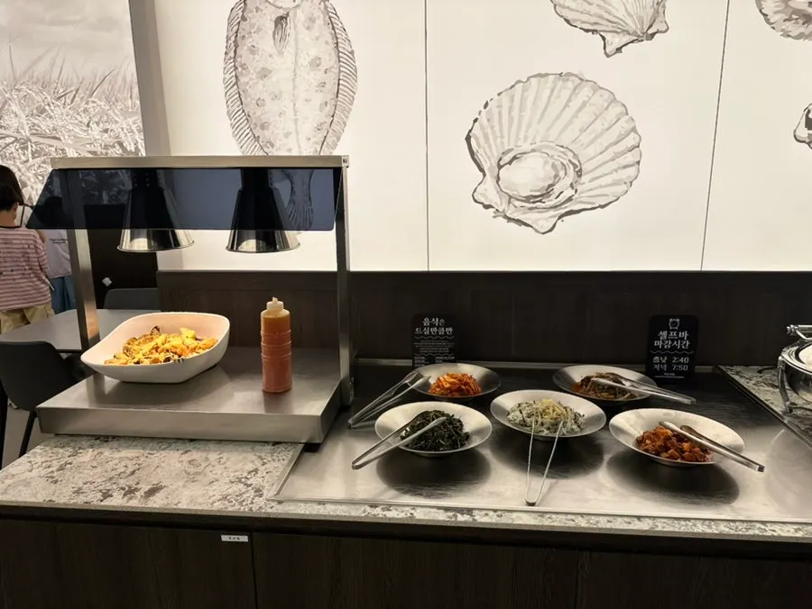 Self-serve banchan corner in the restaurant