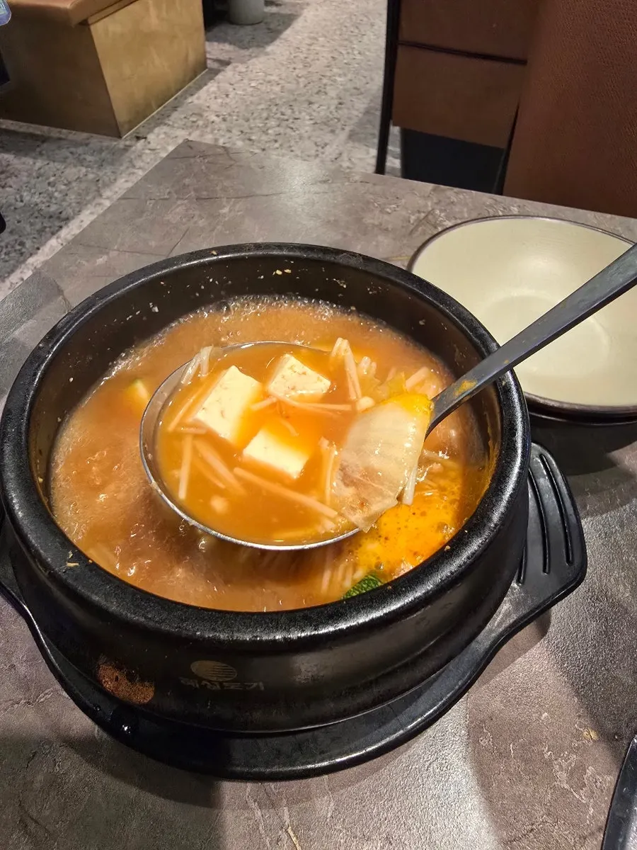 Table setting with ssamjang, garlic, and special sauce