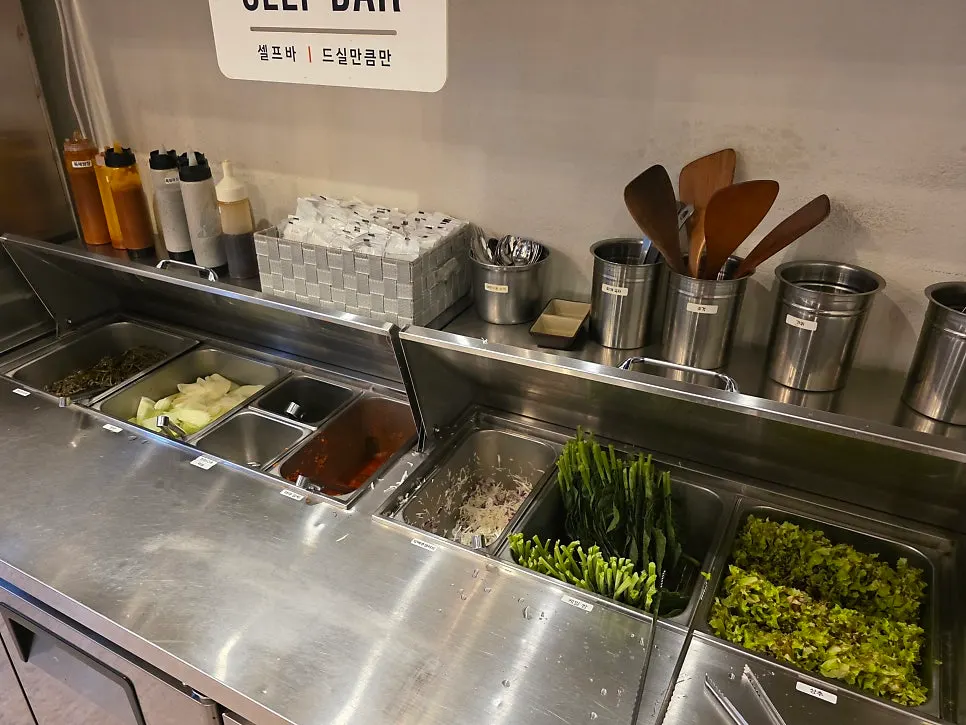 Self-serve side dish bar at Deo Chadol