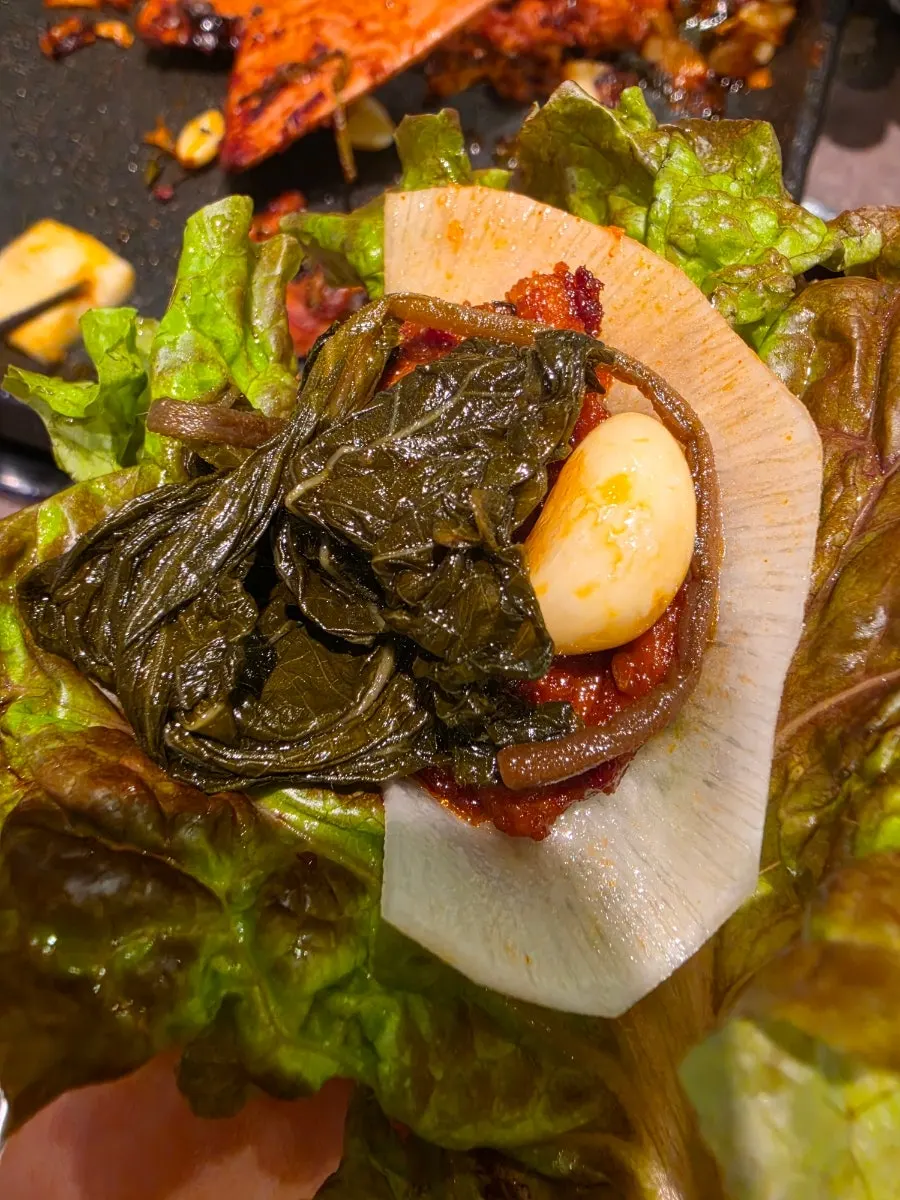 Duck jumulleok with rice cake and sweet potato