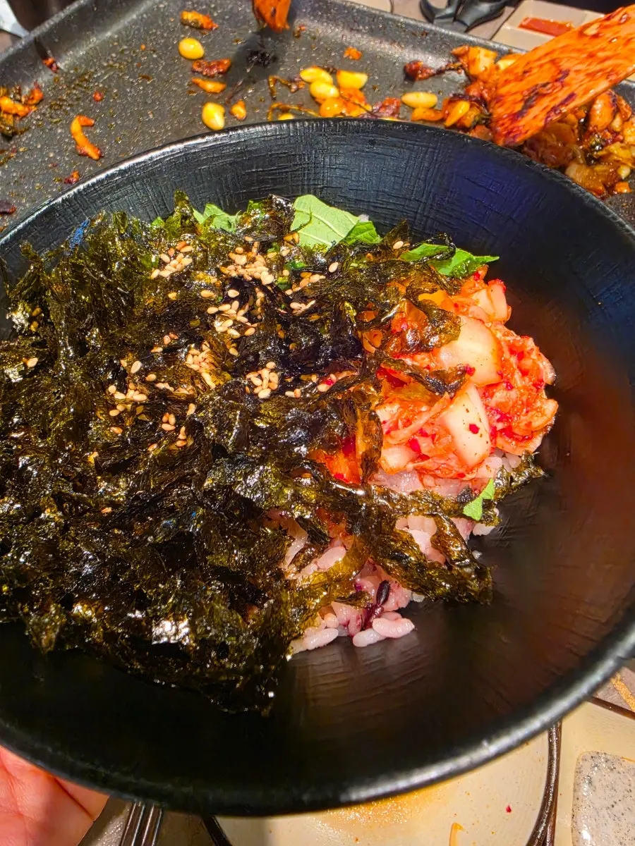 A bowl of doenjang jjigae packed with tofu