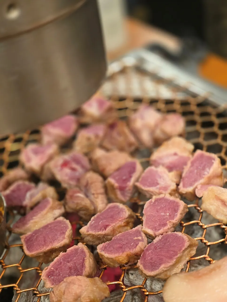 Eating black pork with the kids