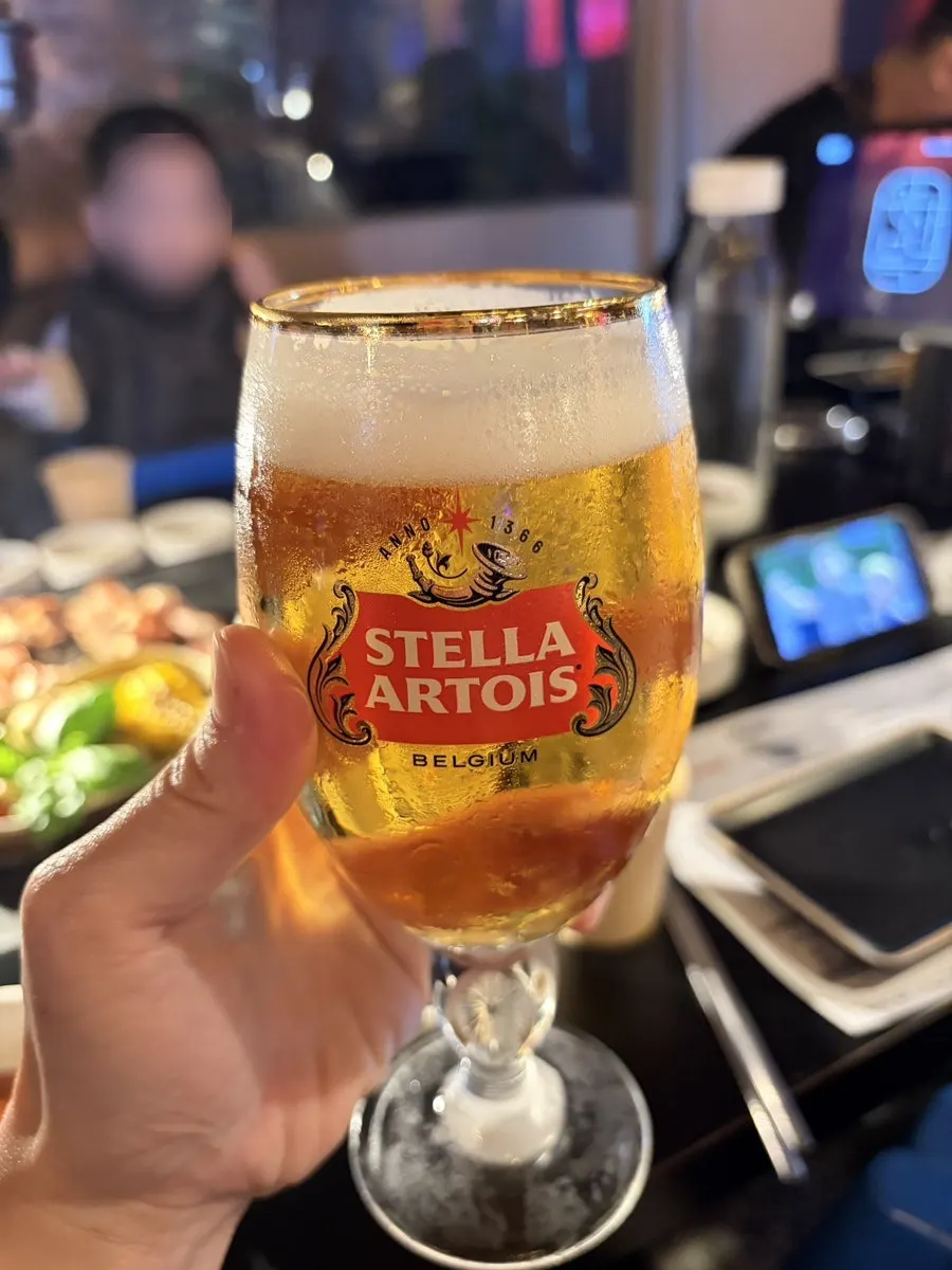 Special samgyeopsal eaten with draft beer