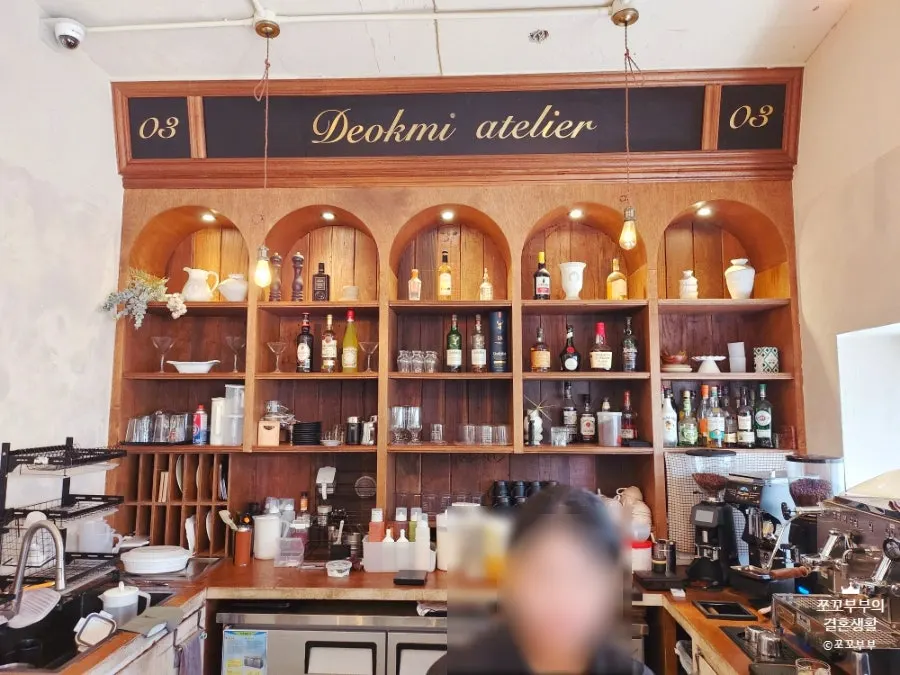 Props displayed inside the café