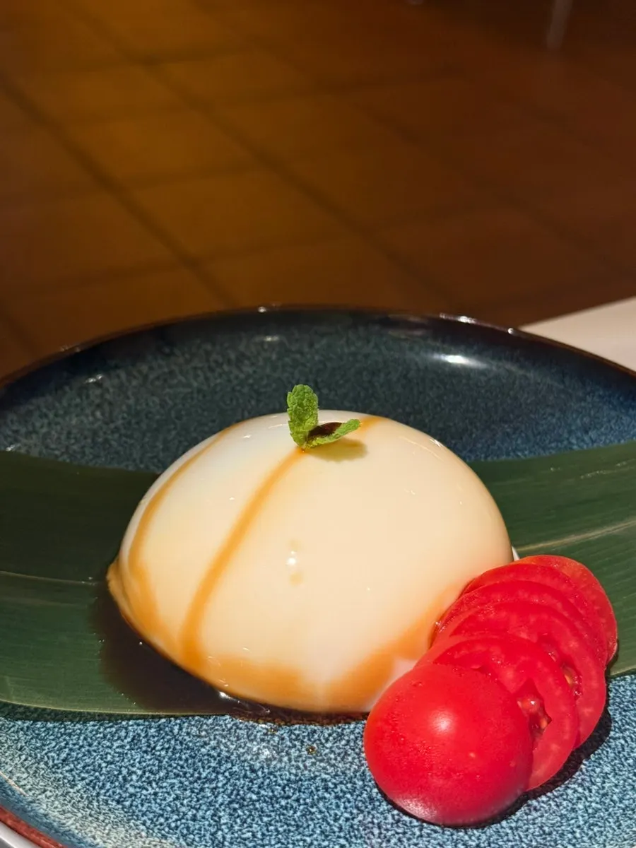 A chewy piece of mochiri tofu