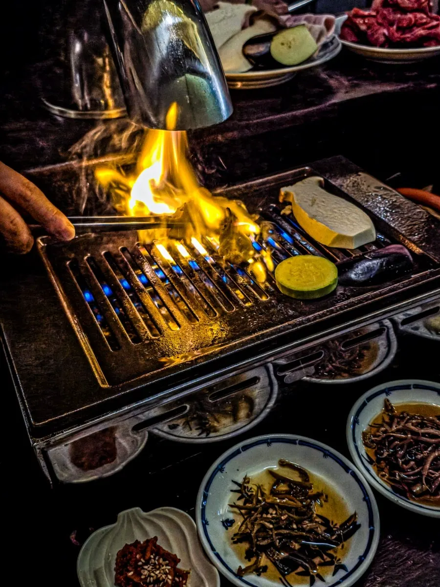 불판에 올려진 특상등심