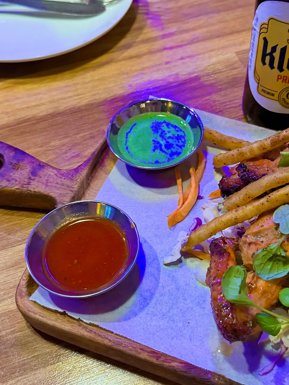 Sauces and pickles served with tandoori chicken