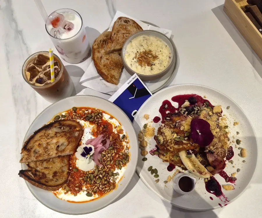 Closing shot of the brunch table at Famous Benny Gwangalli