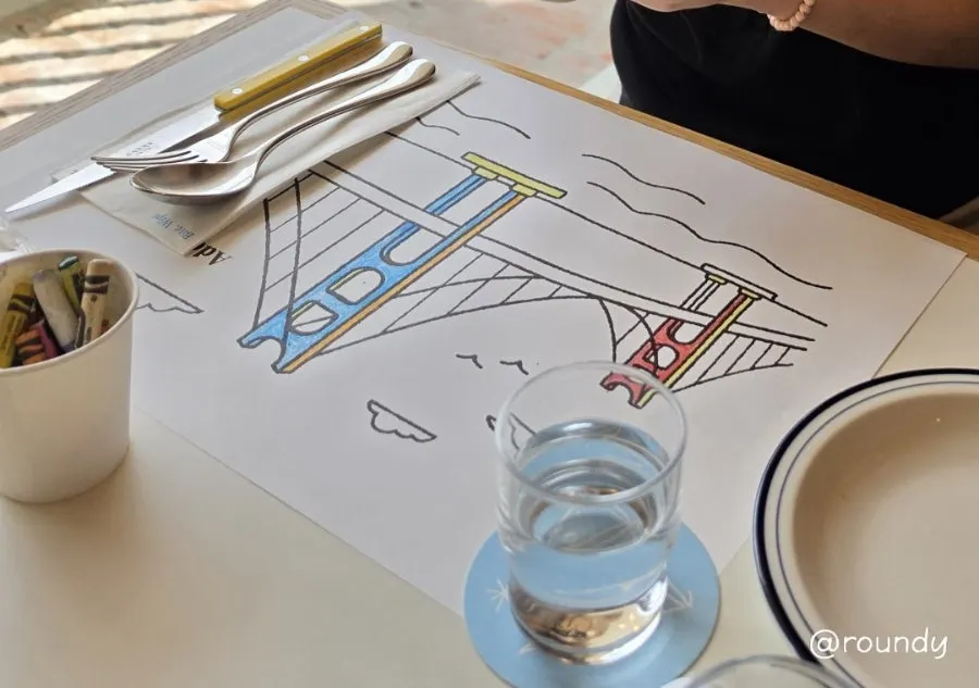 Crayons and a coloring table mat