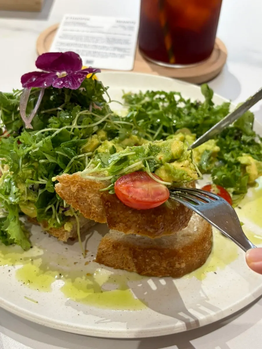 Close-up of the avocado toast