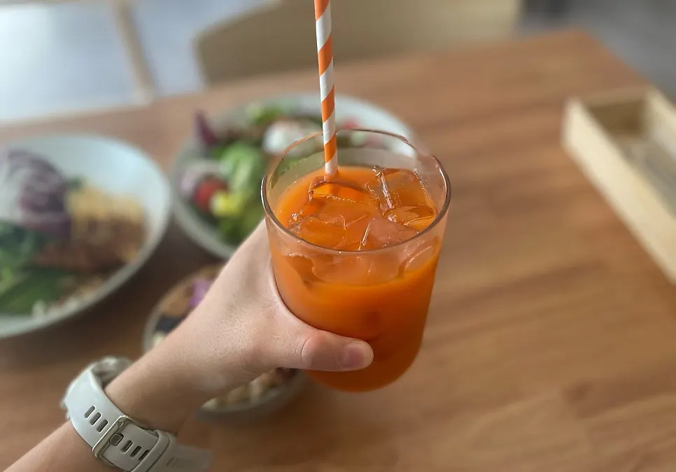 A glass of apple carrot juice