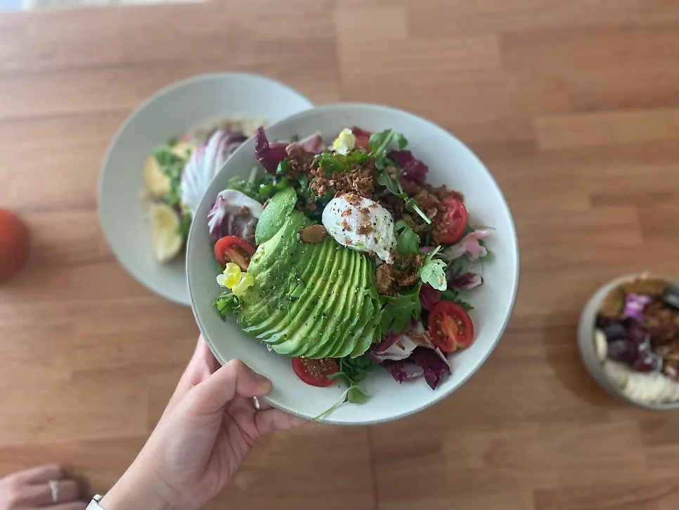 House salad with an added avocado half