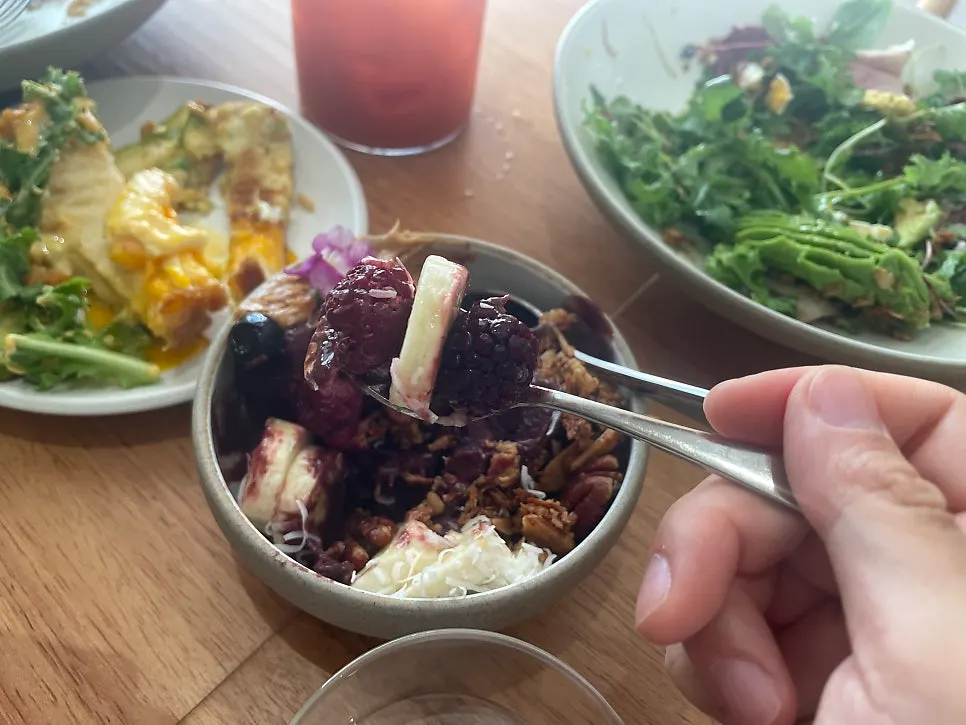 Close-up of the refreshingly tangy acai bowl