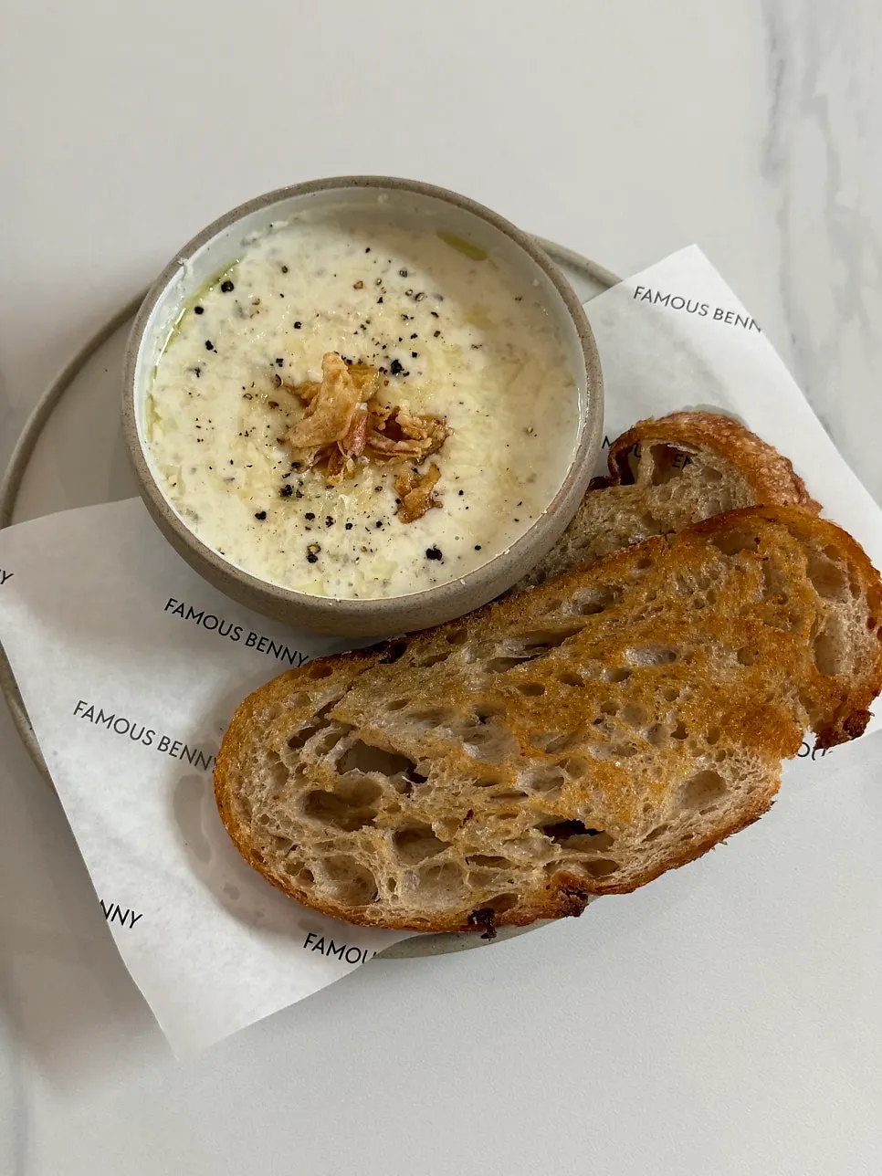 Mushroom soup served with sourdough