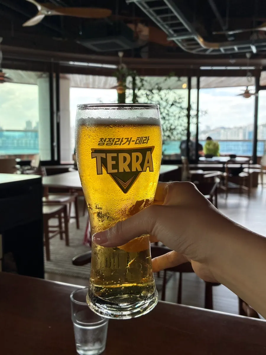 Draft beer served alongside brunch