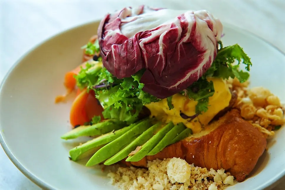 The signature Famous Benny plated with the salmon option