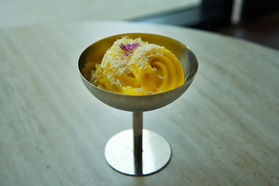 Mango coconut gelato dessert