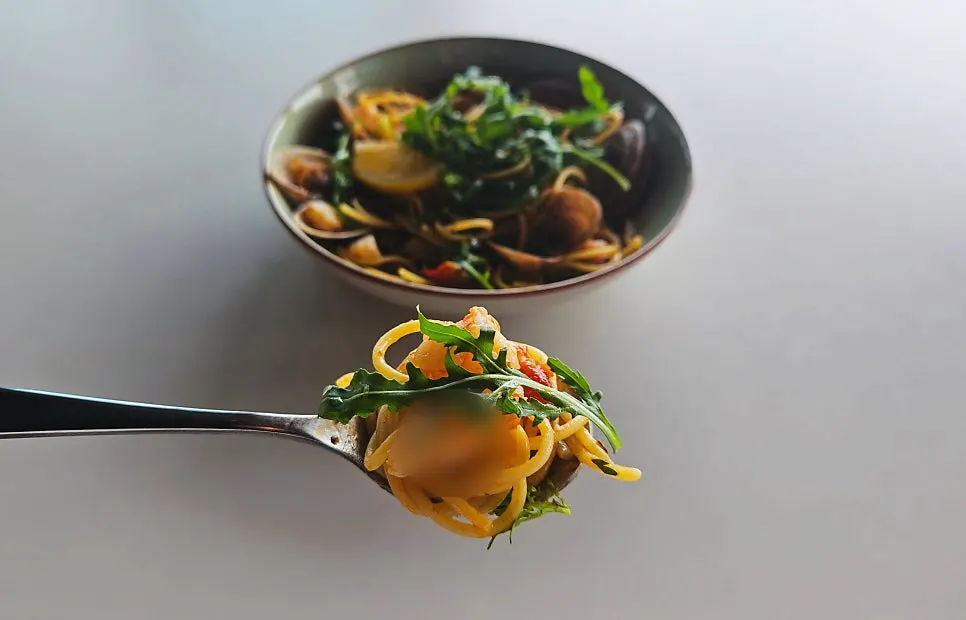 A bite-sized piece of brunch topped with salmon