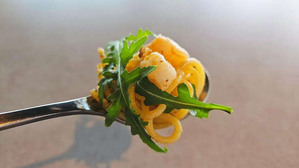 Shrimp oil pasta loaded with shrimp