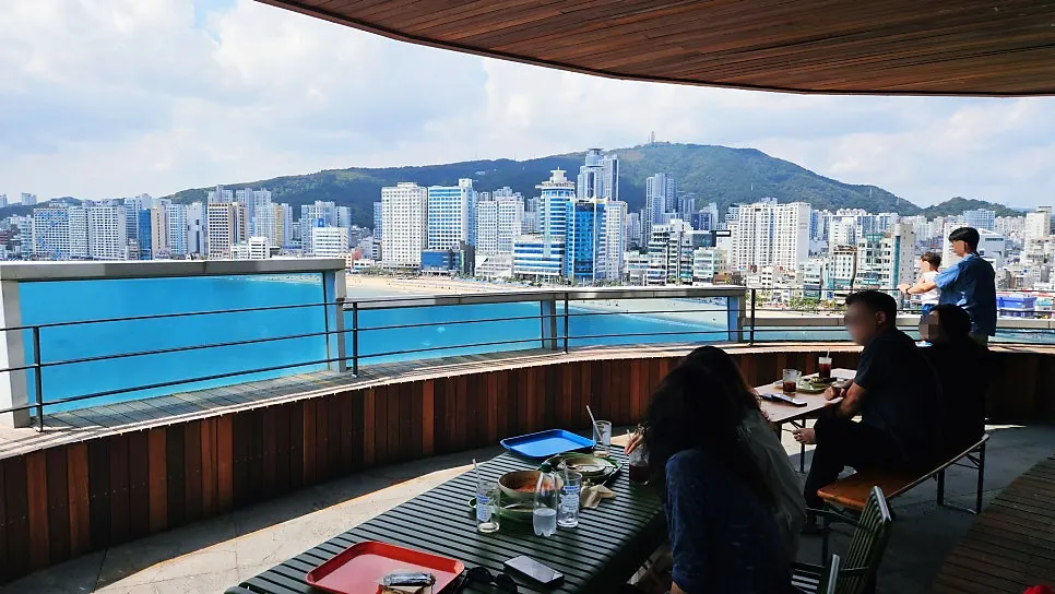 Gwangalli sea view from the outdoor terrace at Working Holiday Minrak