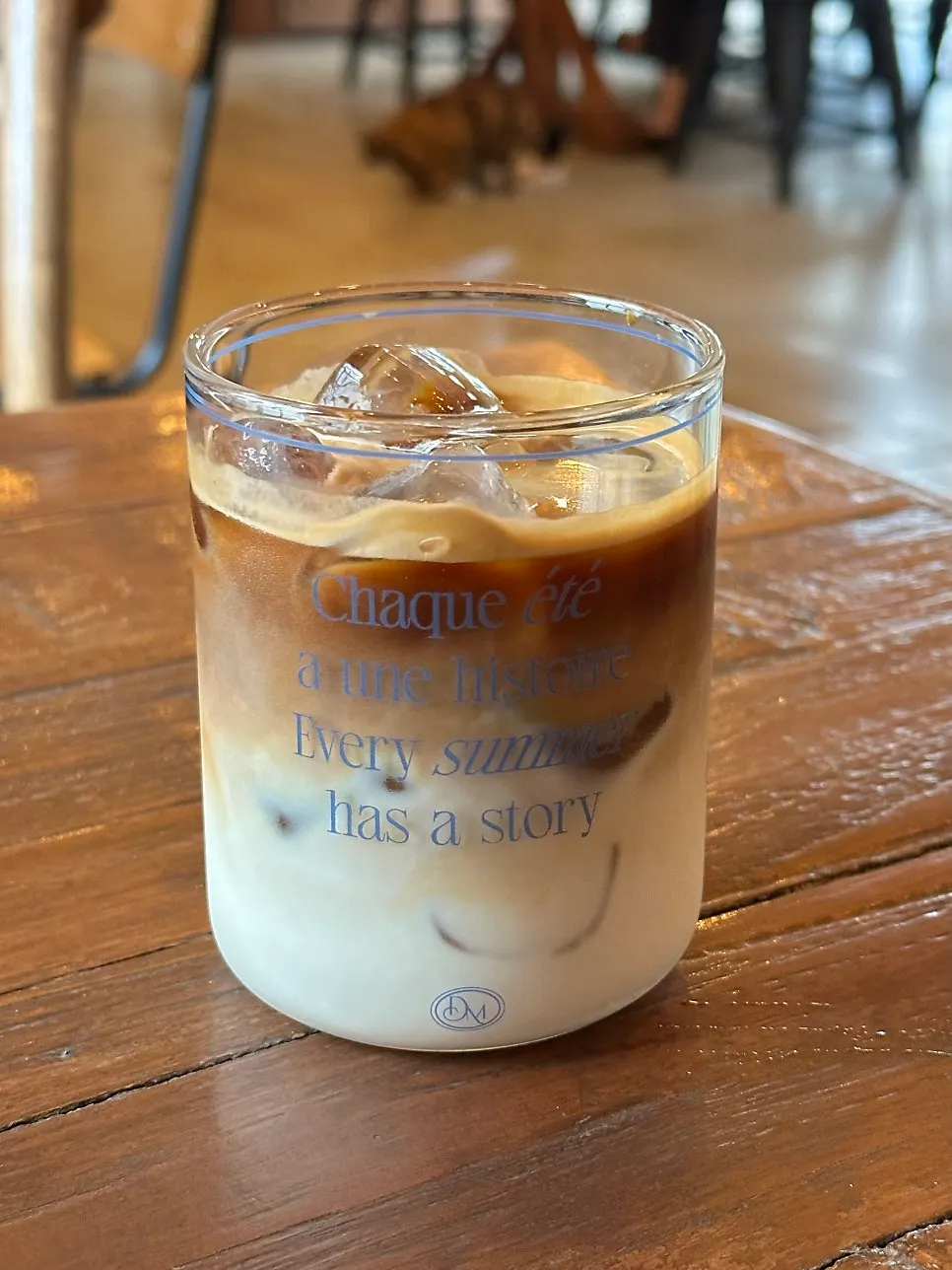 Two drinks placed on the café table
