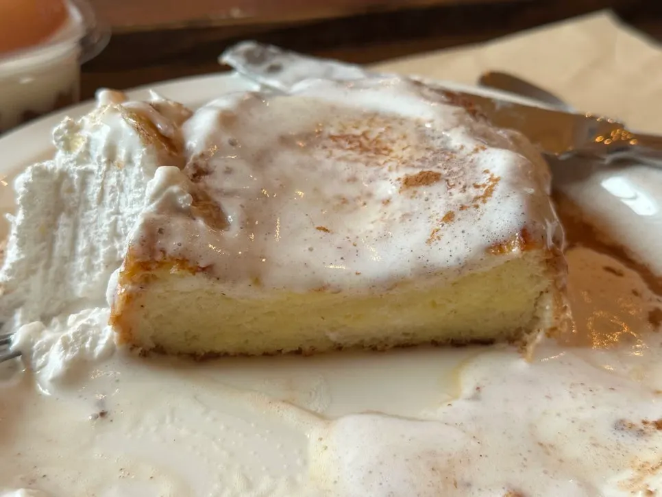 Cross-section of the moist French toast