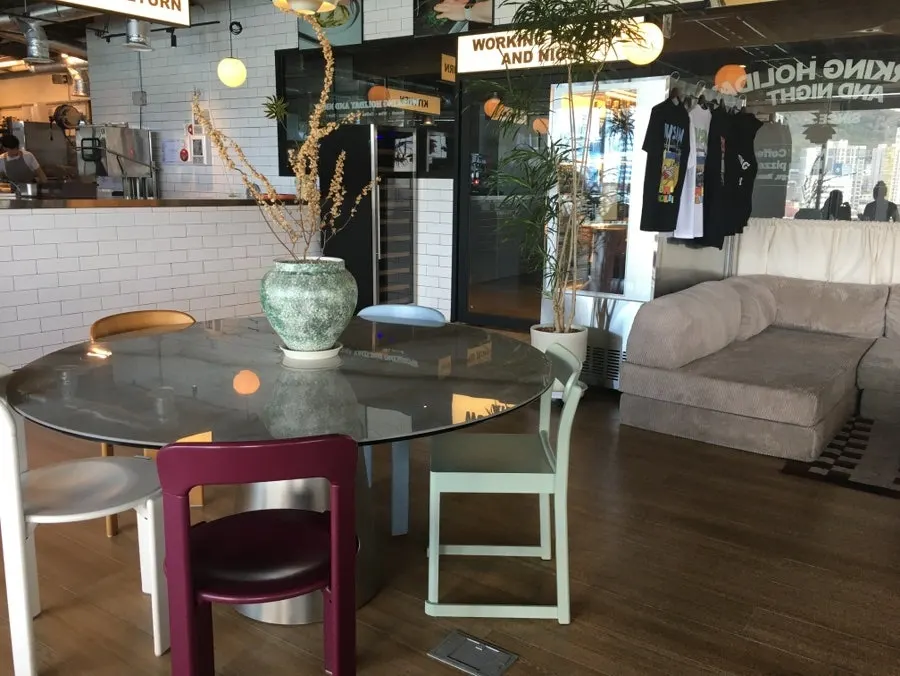 Group seating at the café