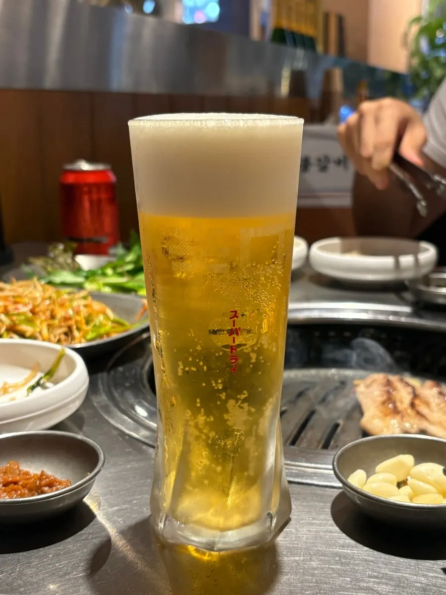 아사히 생맥주 한 잔