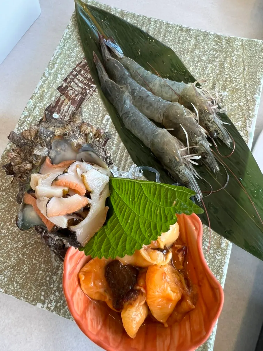 Plate of peeled seasonal live shrimp