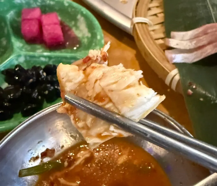Spicy fish stew with hand-torn dough flakes