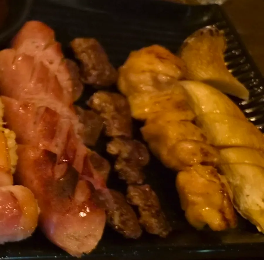 Grilled ingredients served off the skewer
