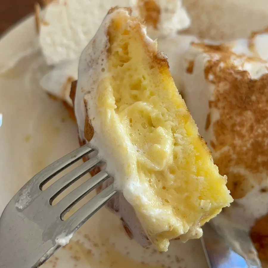 Cross-section of the cut French toast