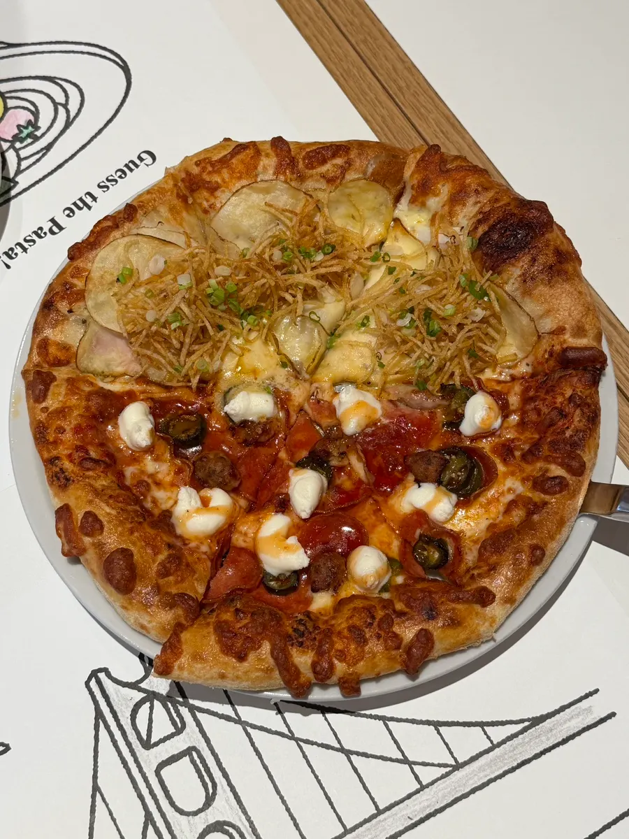 Hot honey pepperoni and potato half-and-half pizza