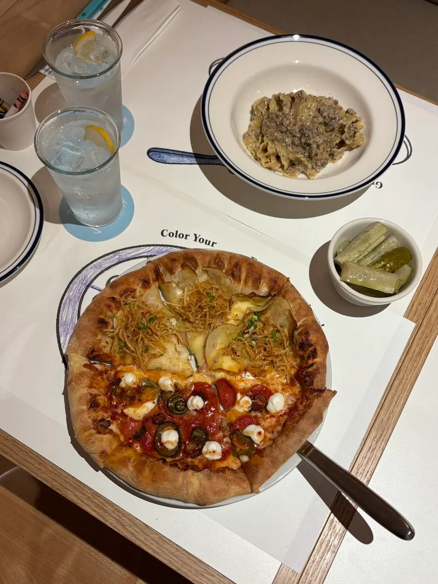Hot honey pepperoni and potato half-and-half pizza