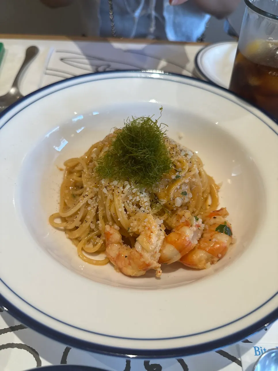 A plate of bisque cream pasta