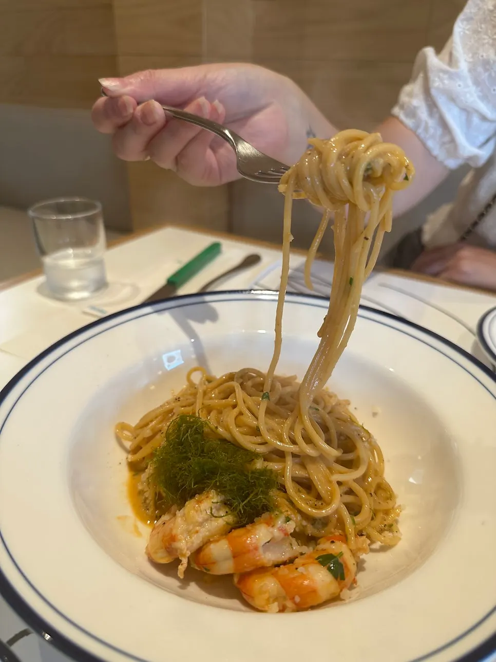 Close-up of bisque cream pasta