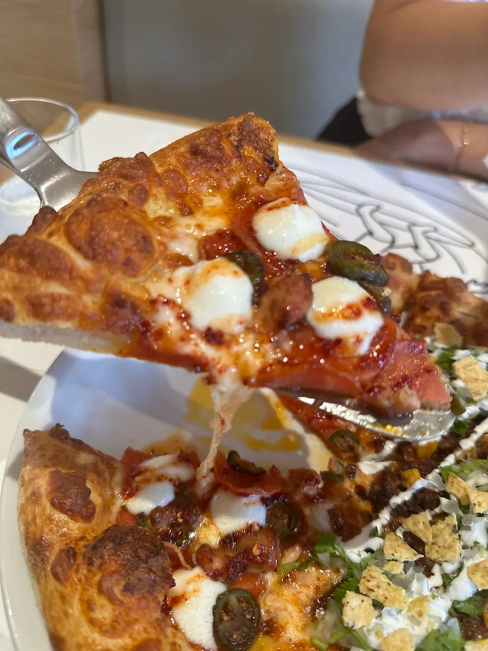 A whole half-and-half pizza