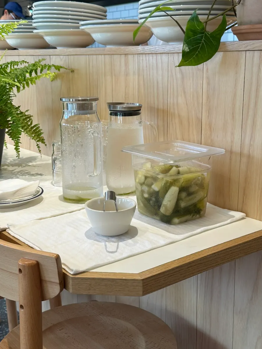 Self-bar with water and pickles