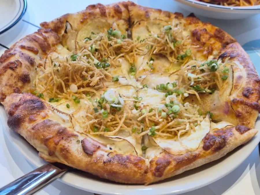 The potato pizza, the first dish served