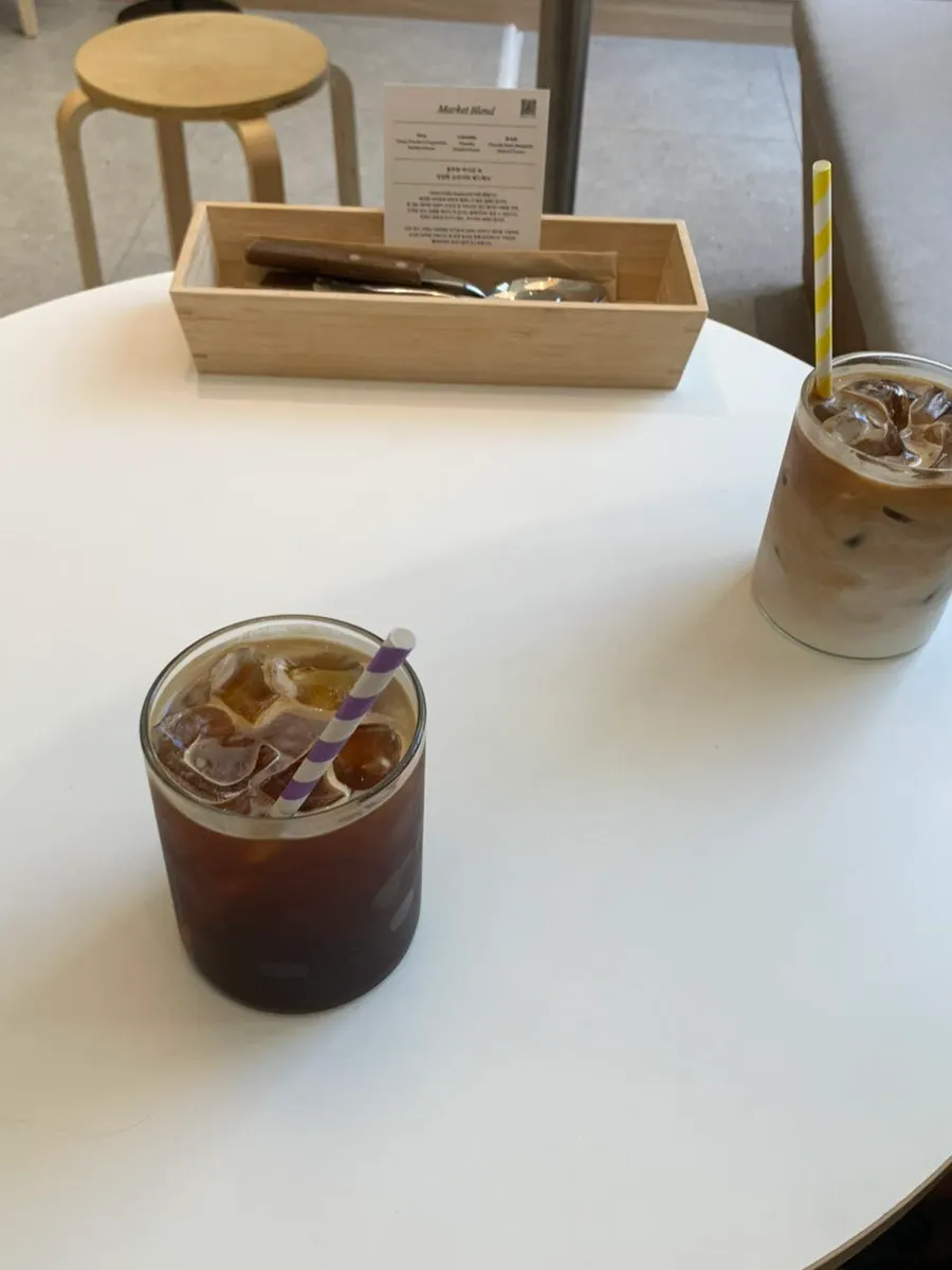 Two cups of americano and latte served first