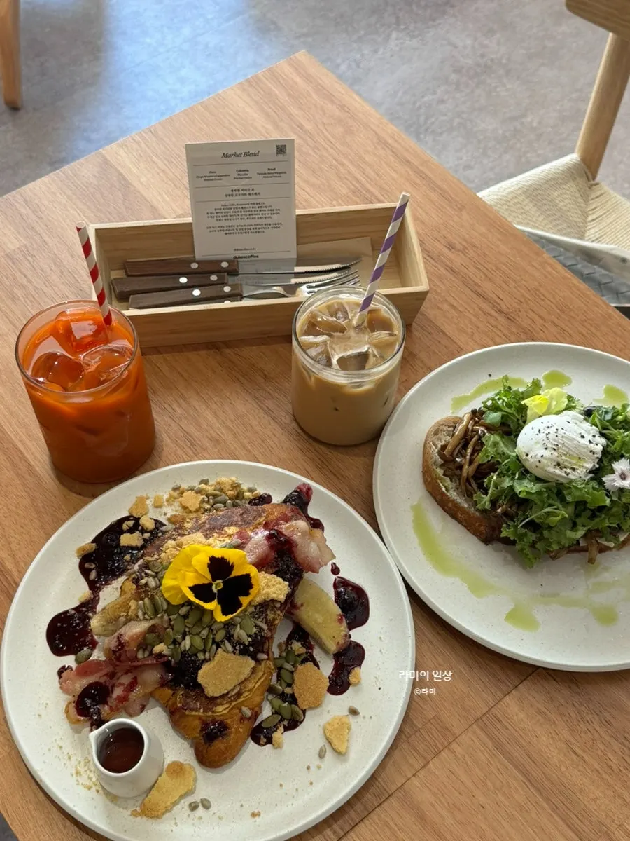 French toast and grilled mushroom toast, two plates