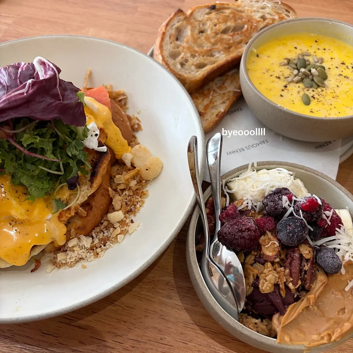 An Australian-style brunch spread set on the table