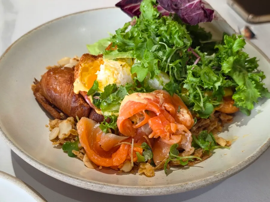 Signature dish topped with salmon
