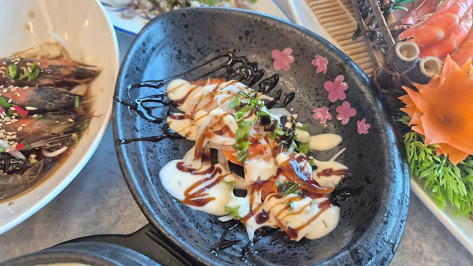 Plate of mixed seafood