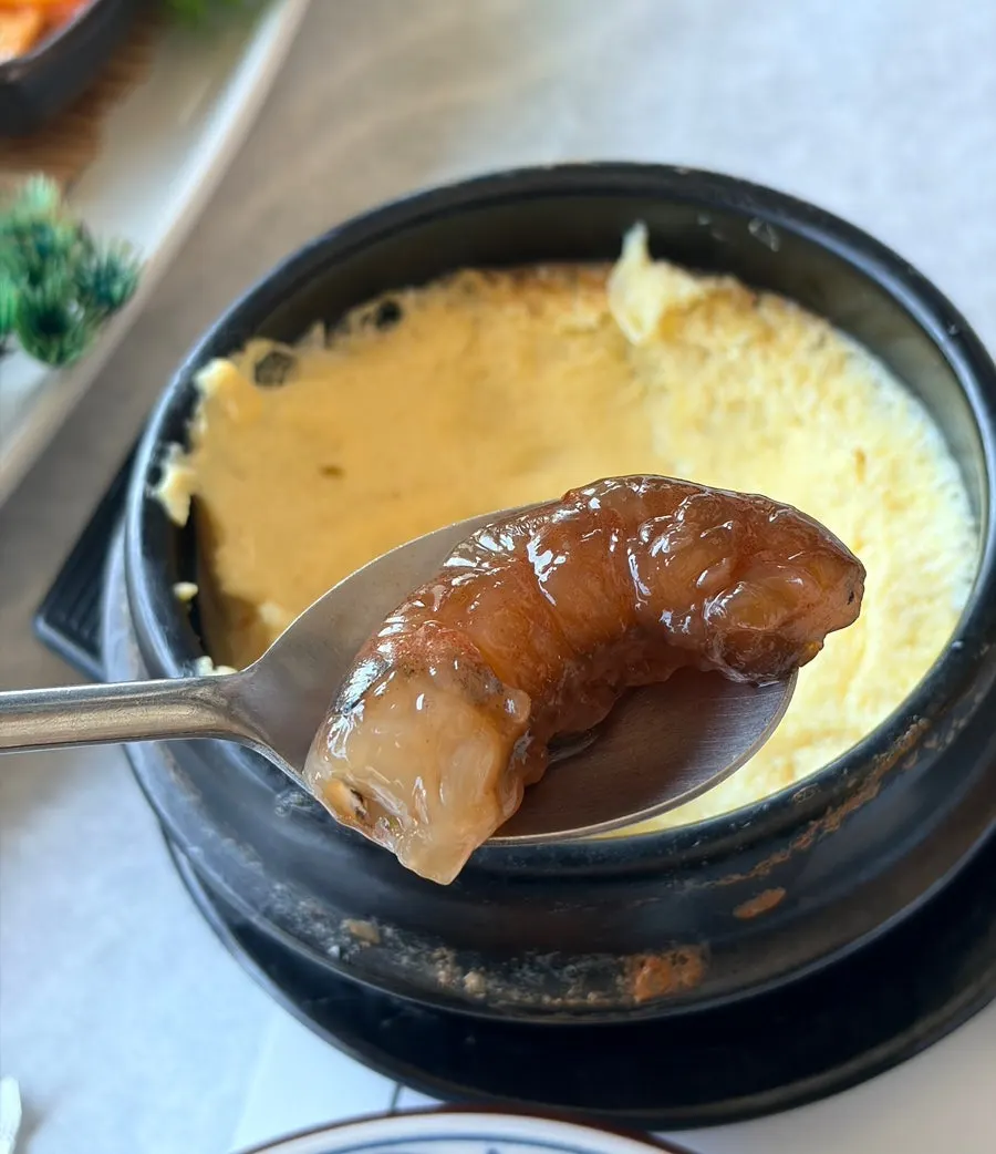 A plate of soy-marinated shrimp jang